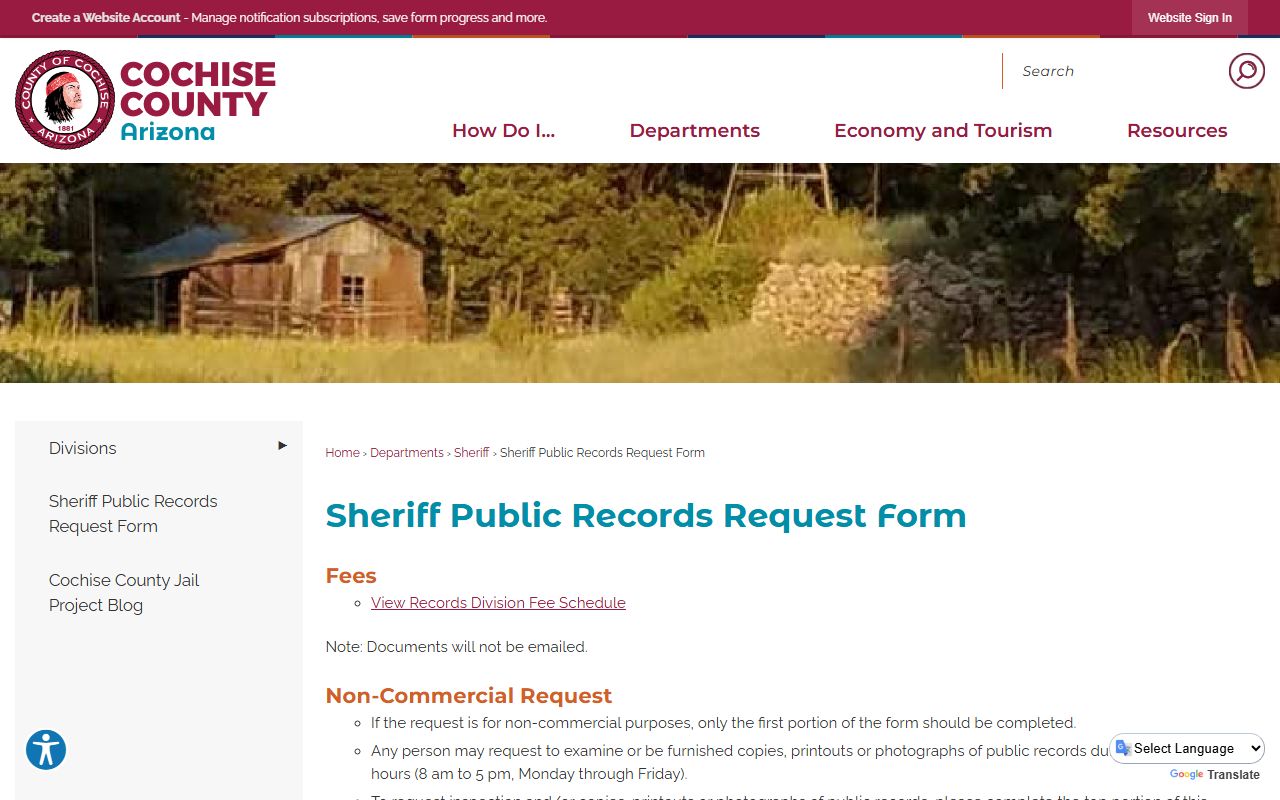 Cochise County Sheriff public records request form