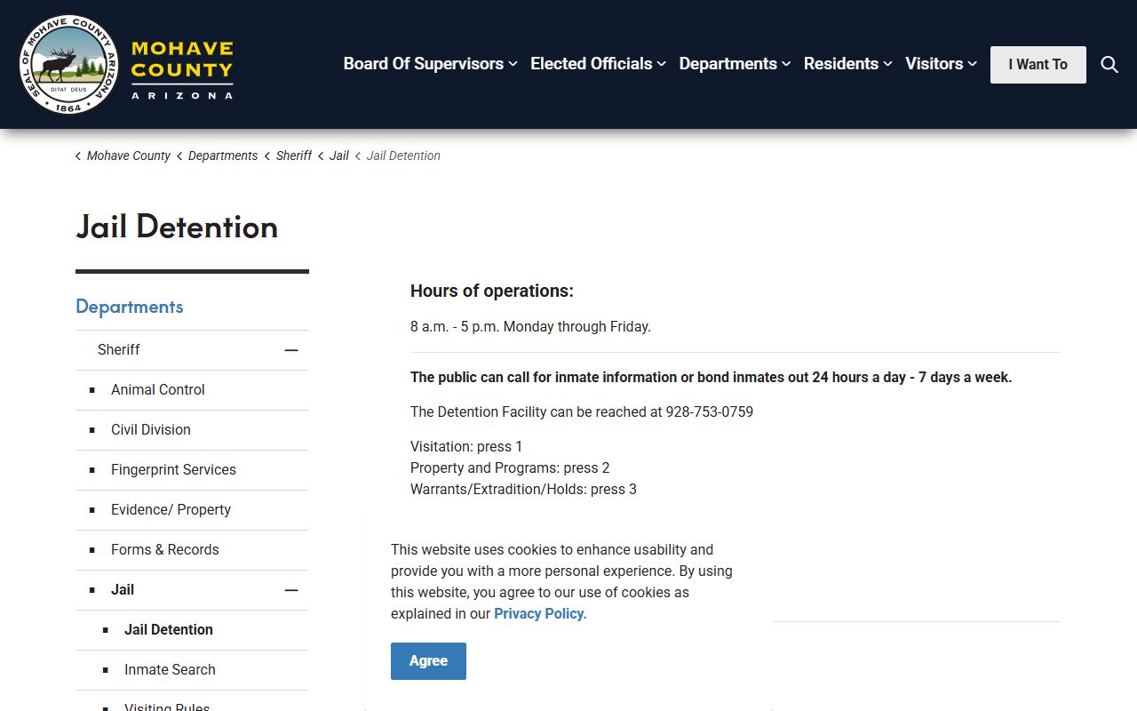 Mohave County jail detention facility information