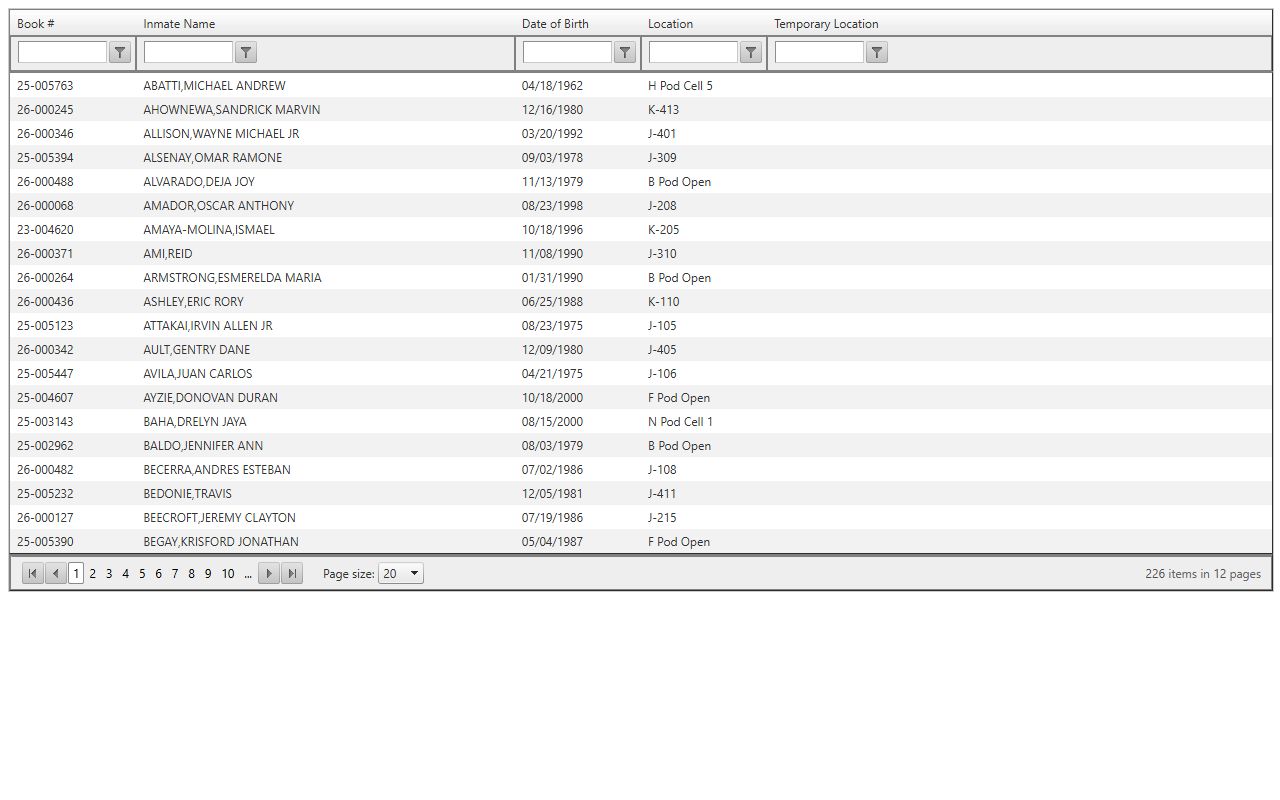 Navajo County 24-hour inmate roster for 72 hour booking search